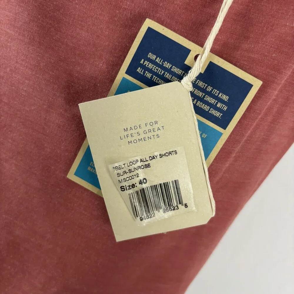 NWT Faherty Brand All Day Shorts Men's Size 40 Inseam 9 Rose Red (Pink)